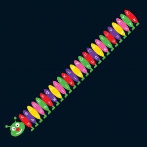 TME005-AZUL Caterpillar A-Z Upper & Lower Case