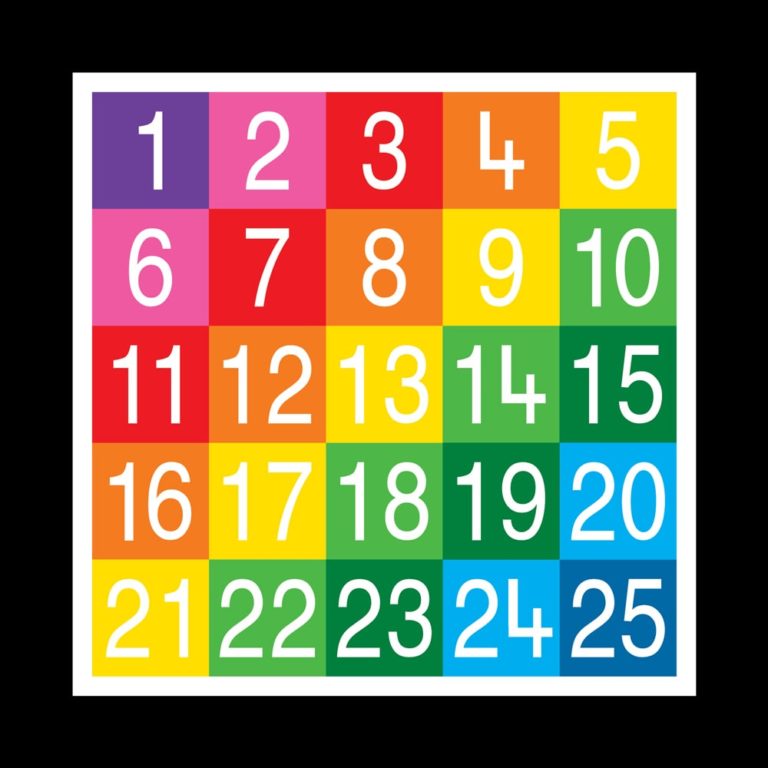 TME008-25SF Number Grid 1-25 Full Solid