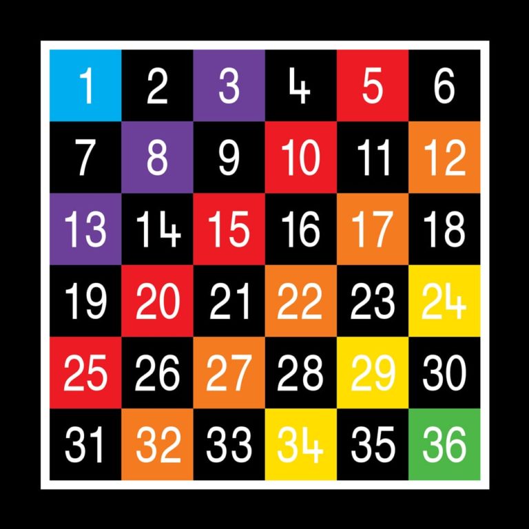 TME008-36LH Number Grid 1-36 Large Half Solid