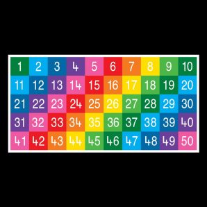 TME008-50LF Number Grid 1-50 Large Full Solid