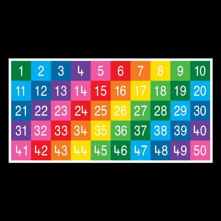 TME008-50LF Number Grid 1-50 Large Full Solid
