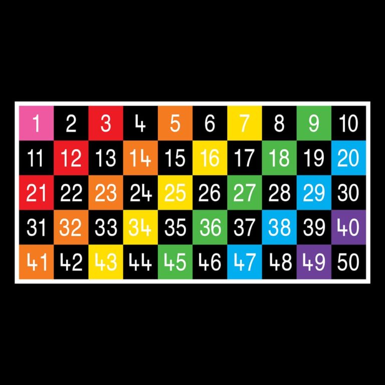 TME008-50LH Number Grid 1-50 Large Half Solid