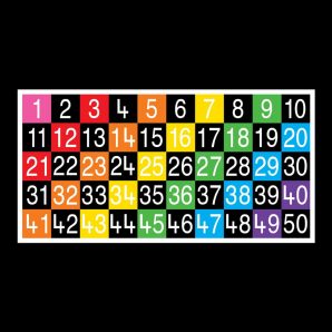 TME008-50SH Number Grid 1-50 Half Solid