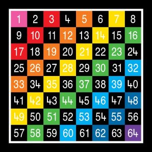 TME008-64LH Number Grid 1-64 Large Half Solid