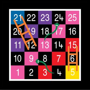 TMG003-25LH Snakes & Ladders 1-25 Large Half Solid